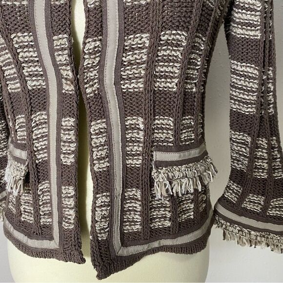 Chico's Chunky Knit Bell Sleeve Hook Front Fringe Cardigan Women's Size XS - Picture 11 of 16